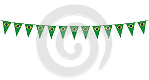 Garland with Brazilians pennants on  white background