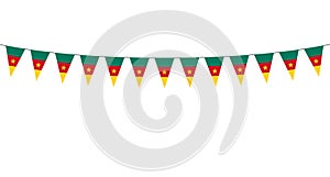 Garland with Cameroon pennants on white background photo