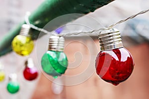 Garland of colorful bulbs