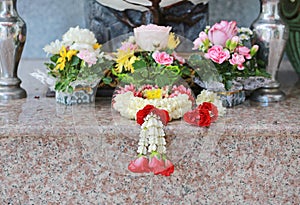 Garland flower for worship and respect. Front view