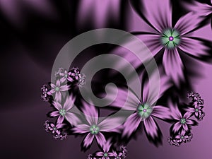 Garland of flowers. Beautiful fractal picture with flowers