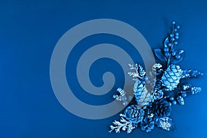 Christmas decorations in the trendy classic blue color of the year.