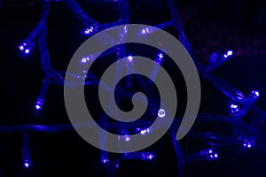 Garland lights boche, blue background