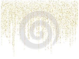 Garland lights gold glitter hanging vertical lines vector holiday background.