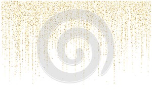 Garland lights gold glitter hanging vertical lines vector holiday background.