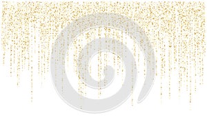 Garland lights gold glitter hanging vertical lines vector holiday background.