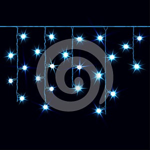 Garlands, Christmas decorations lights effects. vector design elements. Glowing lights for Xmas Holiday greeting card