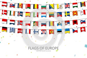 Garlands flags of different countries of europe