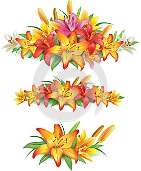 Garlands of yellow lilies photo