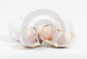 Garlic is antiviral and is a cold and flu remedy. Picture of spicy seasoning ingredients, head of garlic