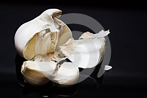 Garlic on a black background