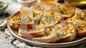 garlic bread delight, delicious garlic bread hot, crispy, and freshly baked, a comforting and irresistible snack perfect