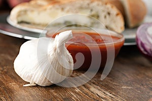 Garlic Bulb with Italian Food