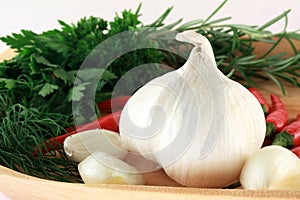 Garlic bulb with spices
