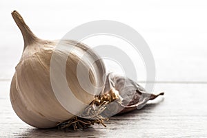 Garlic close up healthy concept.