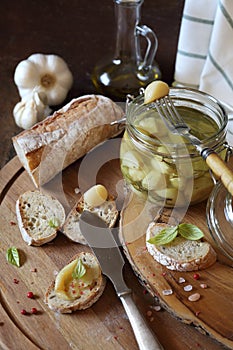 Garlic confit and franch topped bread