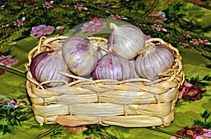 Garlic in a crib.