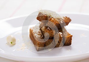 Garlic croutons bread