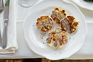 Garlic Dish in Luxury Restaurant