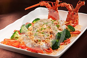 Garlic fans steamed lobster