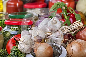 Garlic with fruit and vegetables