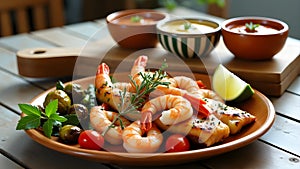 Garlic Herb Shrimp and Fish with Vegetables