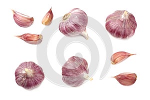 garlic isolated on white background. healthy food. top view