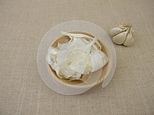 Garlic peel from peeled garlic cloves