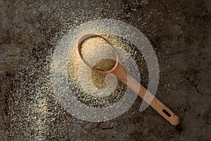 Garlic Powder Spilled from a Teaspoon