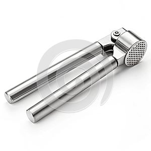 Garlic press tool on white background