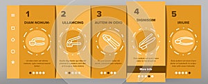 Garlic Press Utensil Onboarding Icons Set Vector