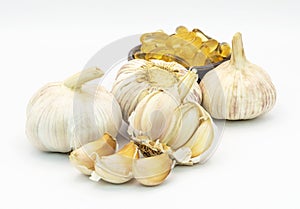 Garlic on white background