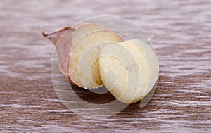 Garlic on white background.