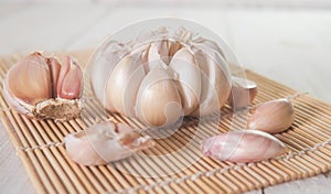 garlic on a wooden board