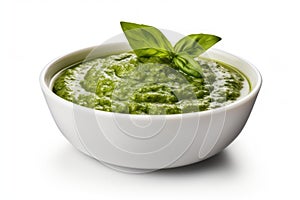 Garlicky Pesto sauce basil jar. Generate Ai