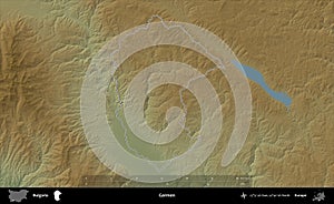 Garmen outlined, Bulgaria. Physical