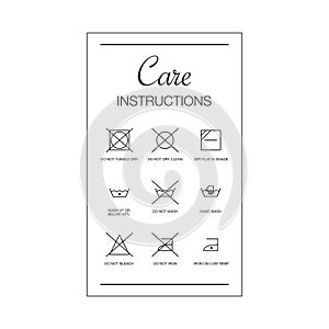 Garment Care Instructions Vector