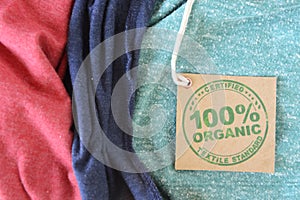 Garment with certified organic fabric label.