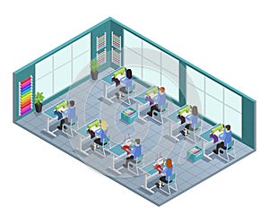 Garment Factory Isometric Composition photo