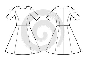 Garment sketch dress for fashion industry manufacturing