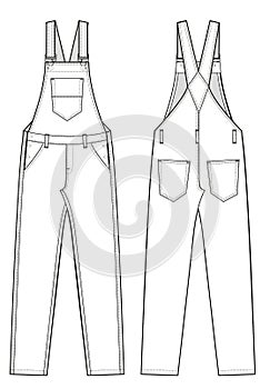 Garment sketch denim jeans dungaree carpenter trousers photo