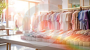 garments blurred clothing boutique interior photo