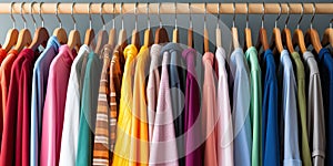 Garments lined up on hangers , concept of Order arrangement