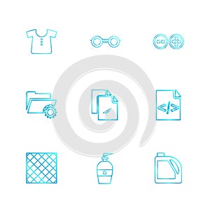 garmets , code , folder , hardware , tools ,labour , constructions , eps icons set vector