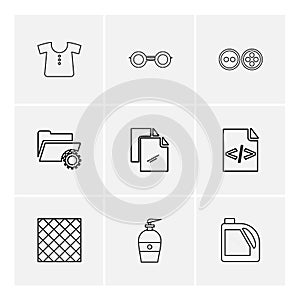 garmets , code , folder , hardware , tools ,labour , constructions , eps icons set vector