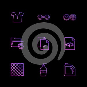 garmets , code , folder , hardware , tools ,labour , constructions , eps icons set vector