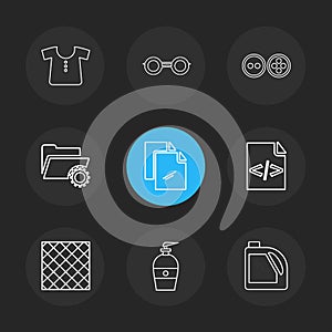 garmets , code , folder , hardware , tools ,labour , constructions , eps icons set vector