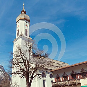 Garmisch-Partenkirchen town view in Bavaria, OGermany