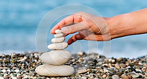 Garmony meditation, picking up set zen stones, relaxed hobby rest