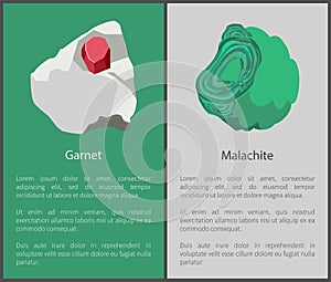 Garnet and Malachite Hydroxide Minerals, Red Green